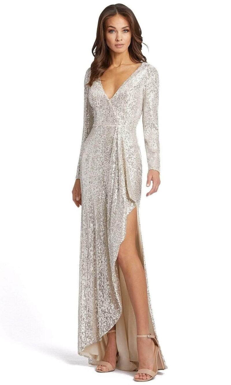NWT Mac Duggal Long Sleeve Sequin Wrap Gown Size 6